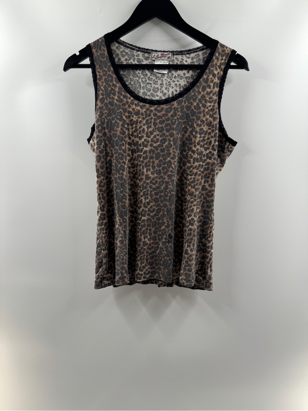 L.A. Movers Leopard Print Ribbed Lace Trim Tank Top – Women’s XL